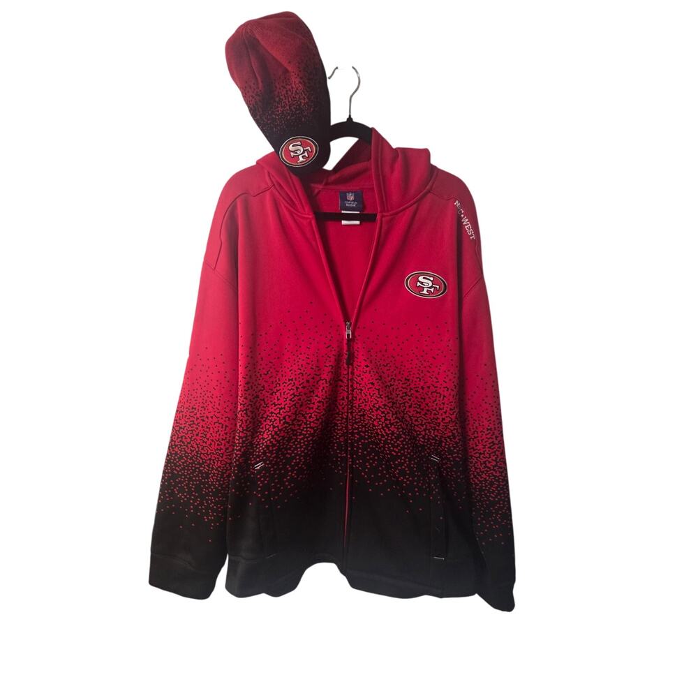 Reebok On Field San Francisco 49er's Full Zip Hoodie Men's Size XL with Beanie